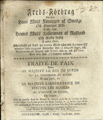 1790 the treaty of wereloe ends the 17881790 russo swedish war