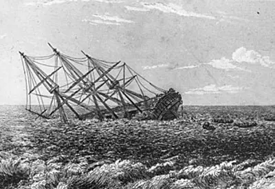 1791 hms pandora sinks after having run aground on the outer grea 08 30
