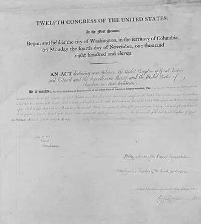 1812 the united states declaration of war upon the united kingdom 06 18