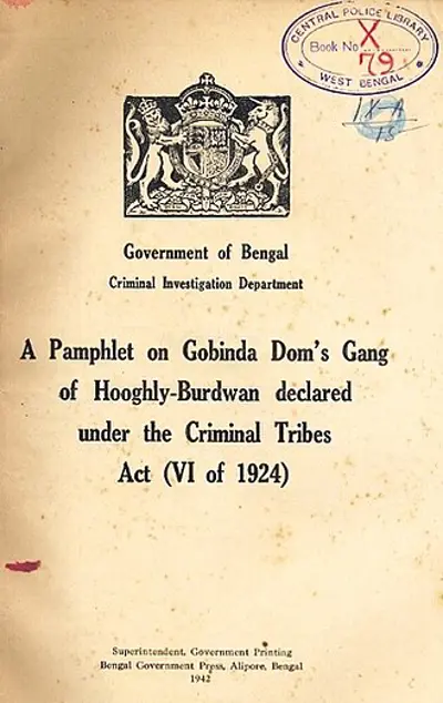 1871 the british in india enact the criminal tribes act naming m 10 12