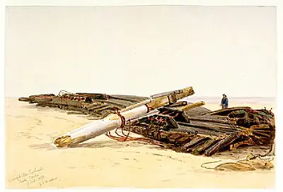 1875 the merchant ship ellen southard was wrecked in a storm at l 09 27