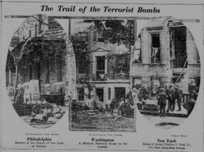 1919 anarchists simultaneously set off bombs in eight separate u