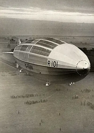 1930 british airship r101 crashes in france en route to india on 10 05