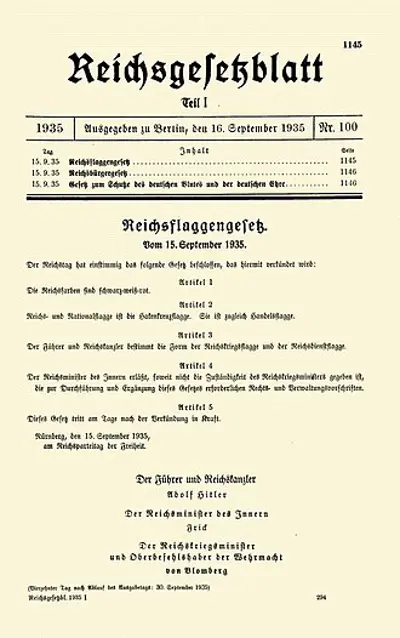 1935 nazi germany announces two new laws related to race and the 09 15