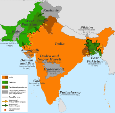 1947 the radcliffe line the border between the dominions of indi 08 17