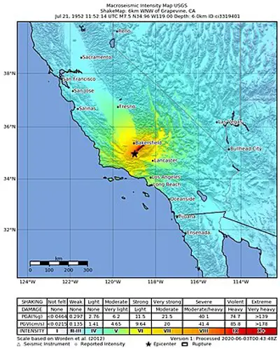 1952 an earthquake registering 7