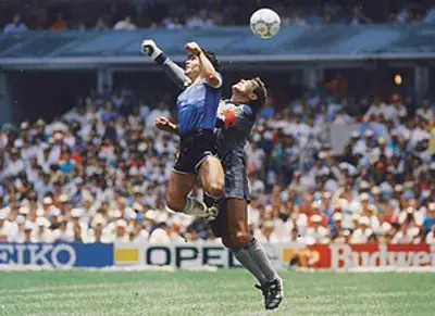 1986 the famous hand of god goal scored by diego maradona in the 06 22