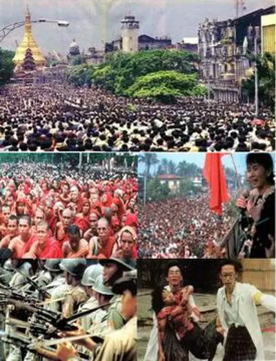 1988 the 8888 uprising begins in rangoon yangon burma myanmar 08 08