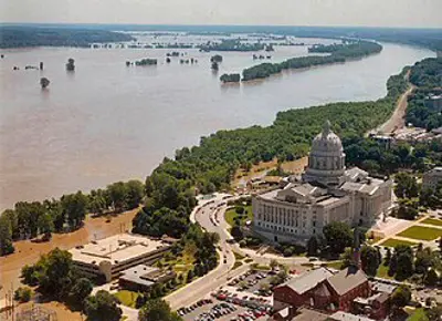 1993 great flood of 1993 levees near kaskaskia illinois rupture 07 22