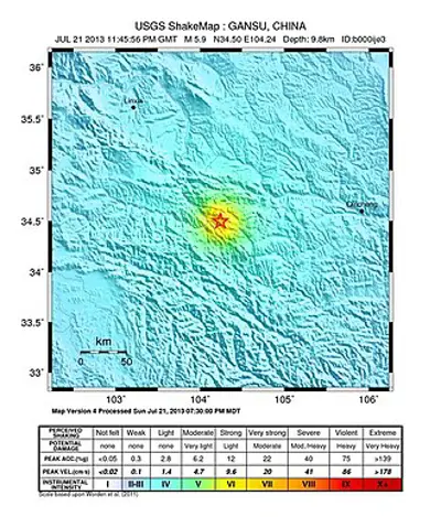 2013 dingxi earthquakes a series of earthquakes in dingxi china 07 22
